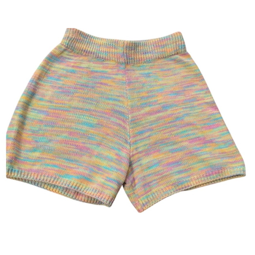 Sage & Oak Sweater Knit Shorts Barbiecore Rainbow Sherbet Crochet Medium